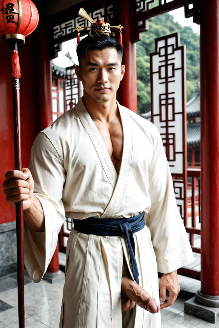 Chinese, Wide Lats, Fierce Face AI Gay Porn