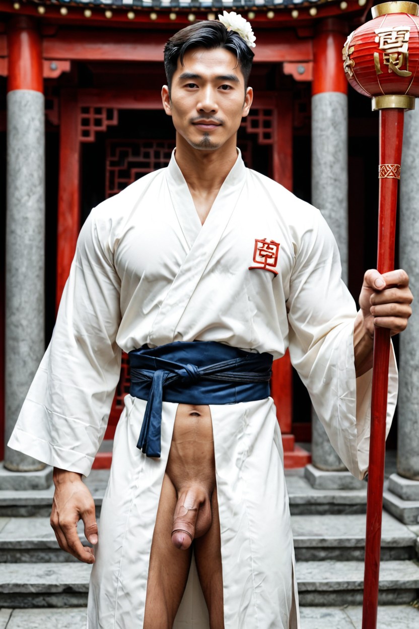 Historical Chinese Aesthetic, Front View, An Extremely Korean Man AI Gay Porn