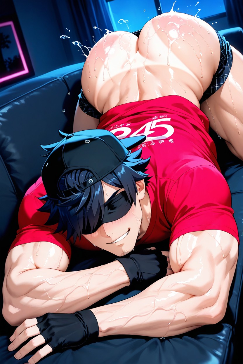 Black Hair, Black Couch, Laying Down AI Gay Porn