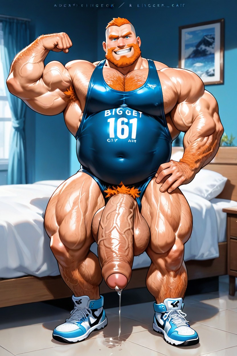 Smug Expression, Side View, Gigantic AI Gay Porn