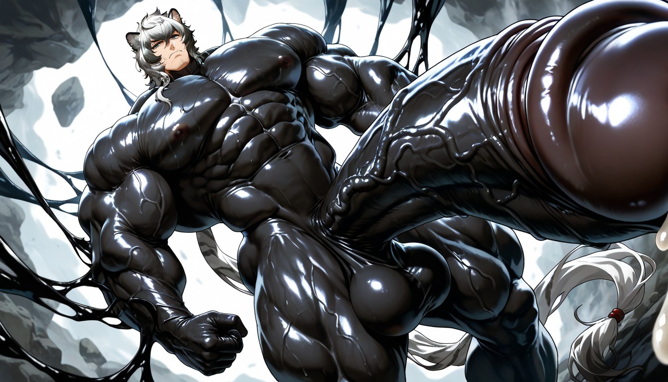 Monstrous Cock, Impossibly Long Hyper Penis, Beitemian Art Style AI Gay Porn