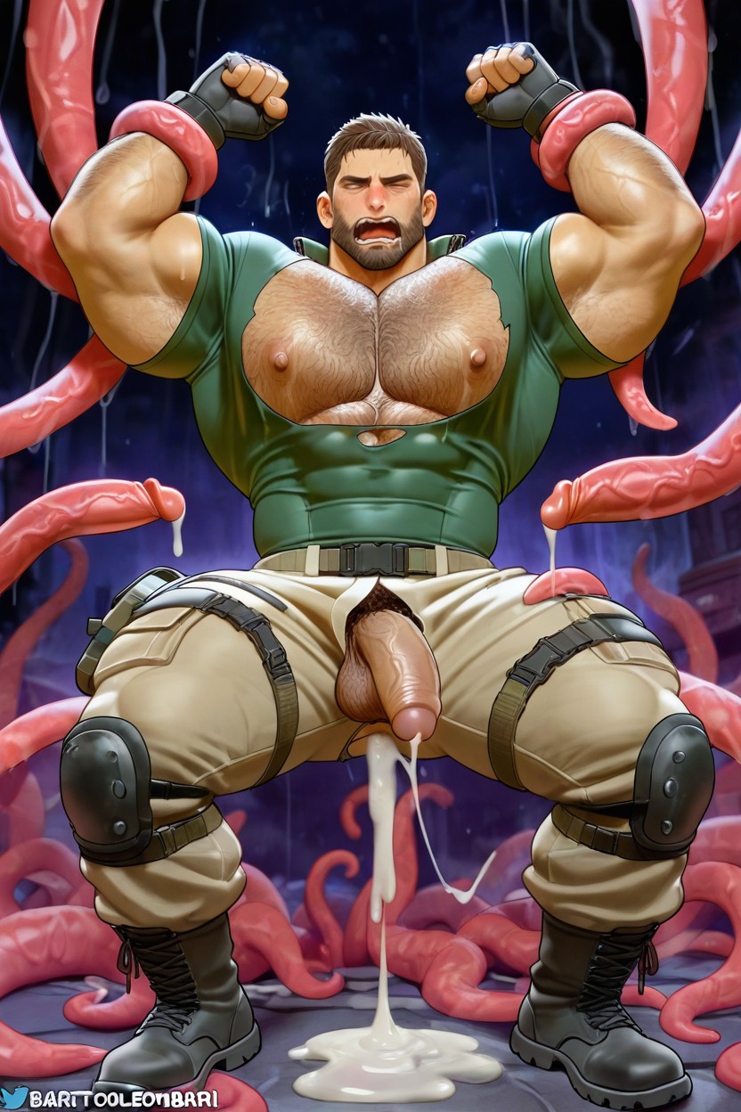 Tight Green Shirt, Nipples Stroked By Tentacles, Sharped Masculine Jaw AI Gay Porn