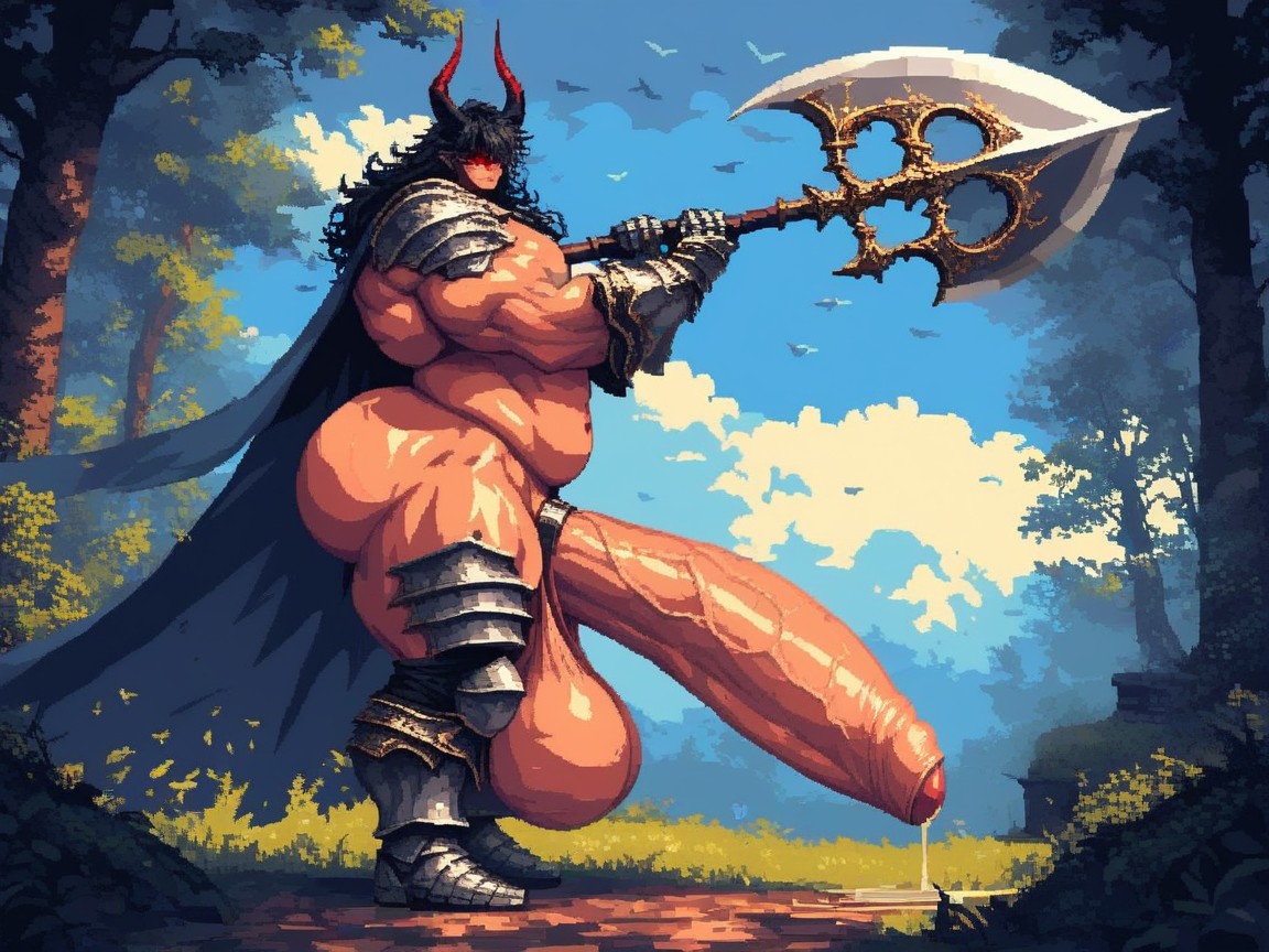 Soft Facial Features, Huge Bulky Muscles, Standing To Side Of Image AI Gay Porn