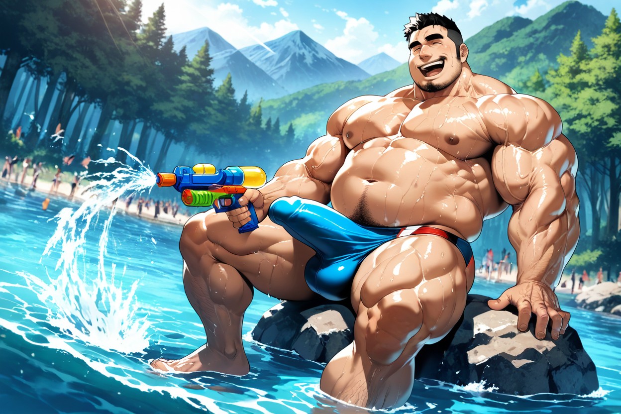 Big Bulge, Spray, Wet Body AI Gay Porn