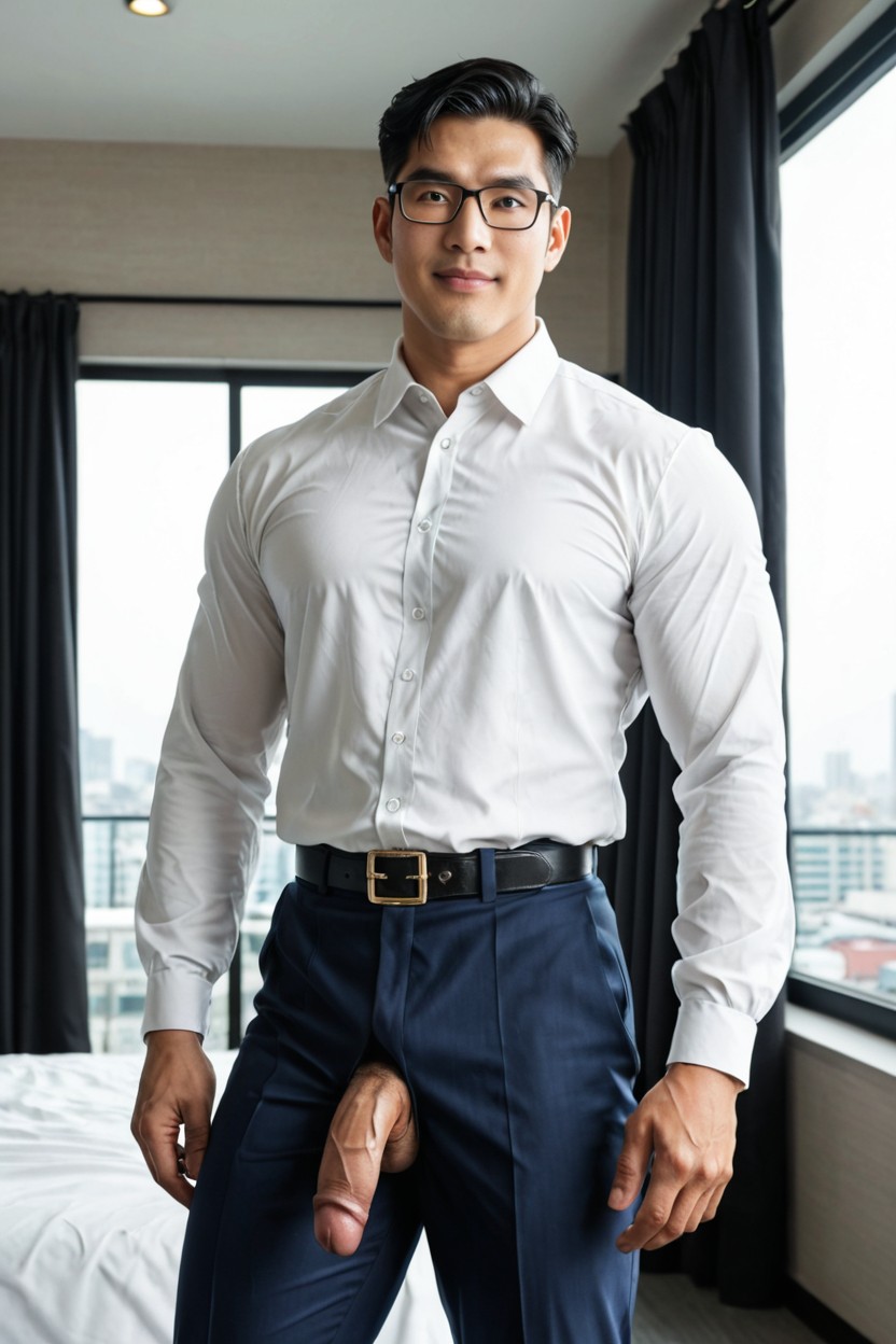Korea, Extremely Korea Man's Face, Flaccid Penis AI Gay Porn