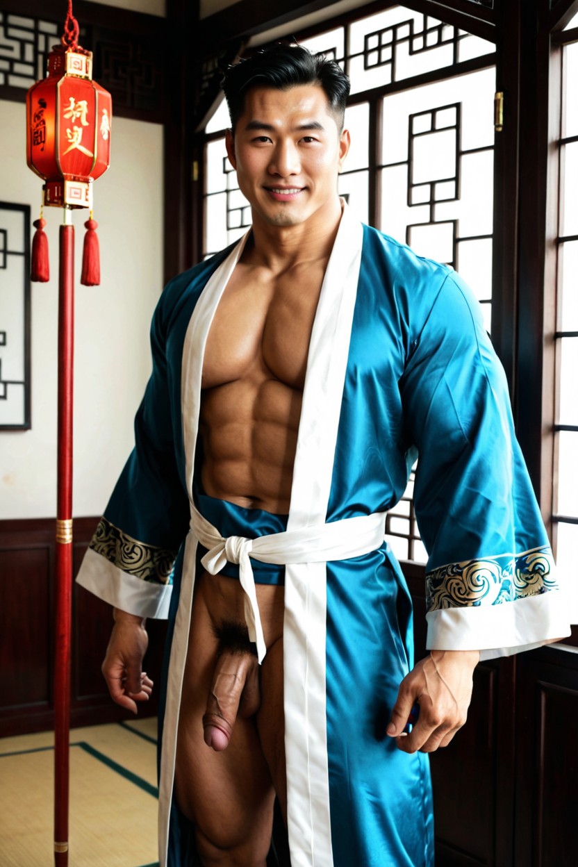 Small, Dignified And Authoritative Expression, Imposing Presence Handsome Adult Chinese Man AI Gay Porn