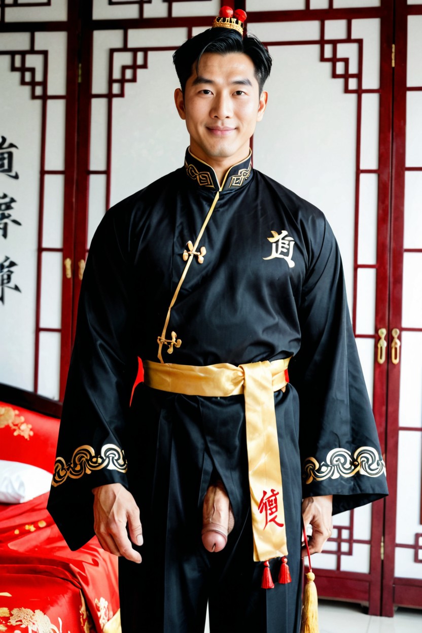 Small, An Extremely China Man, Closely Cropped Hair AI Gay Porn