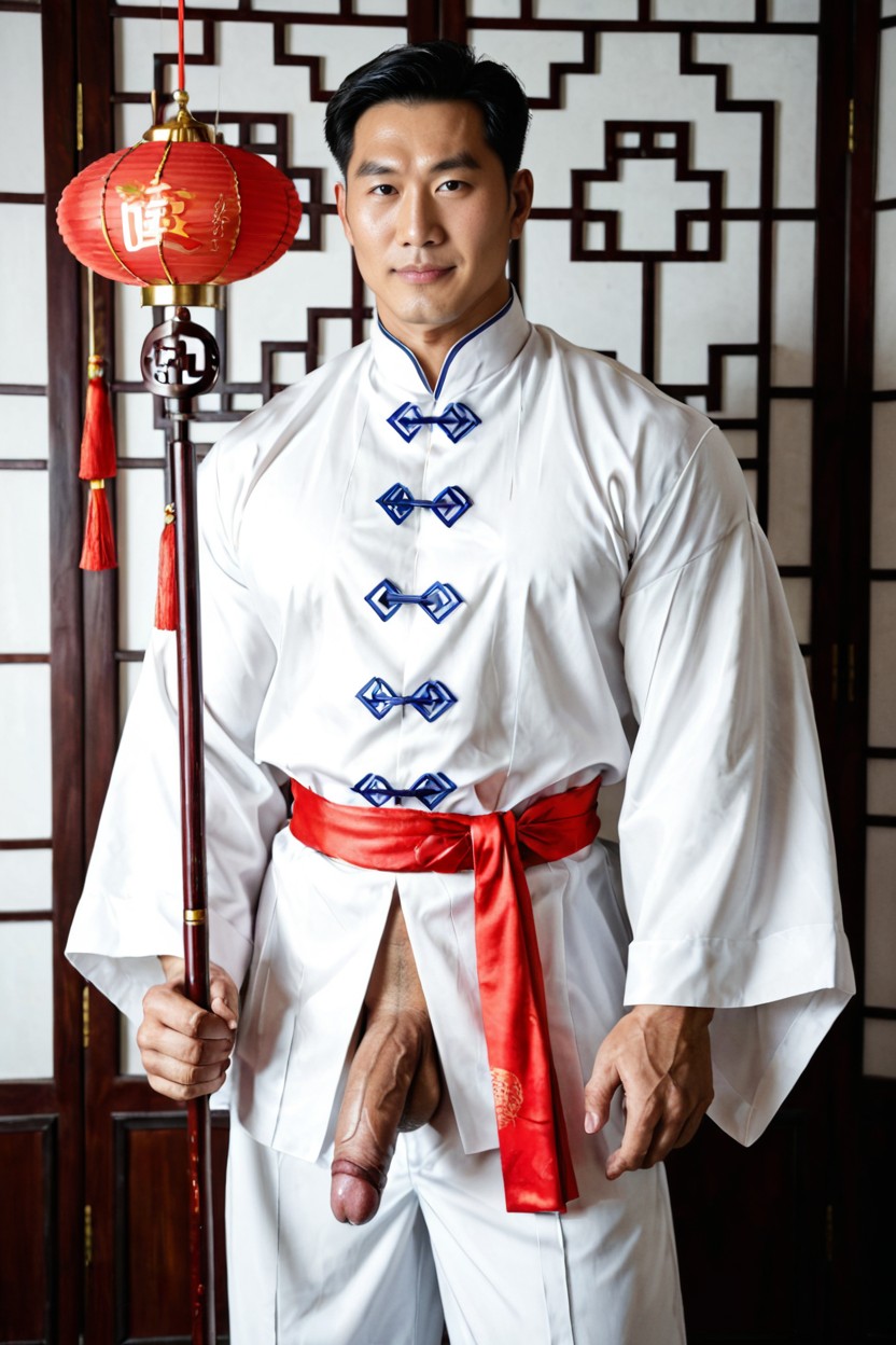 Large Embroidered Dragon Motif Across The Chest And Torso, Properly Worn Underneath The Clothing, Flaccid Penis Porno gay IA