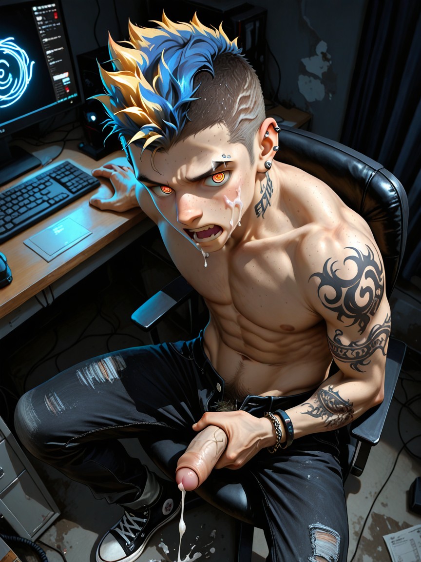 Top Down, Mohawk, Veiny AI Gay Porn
