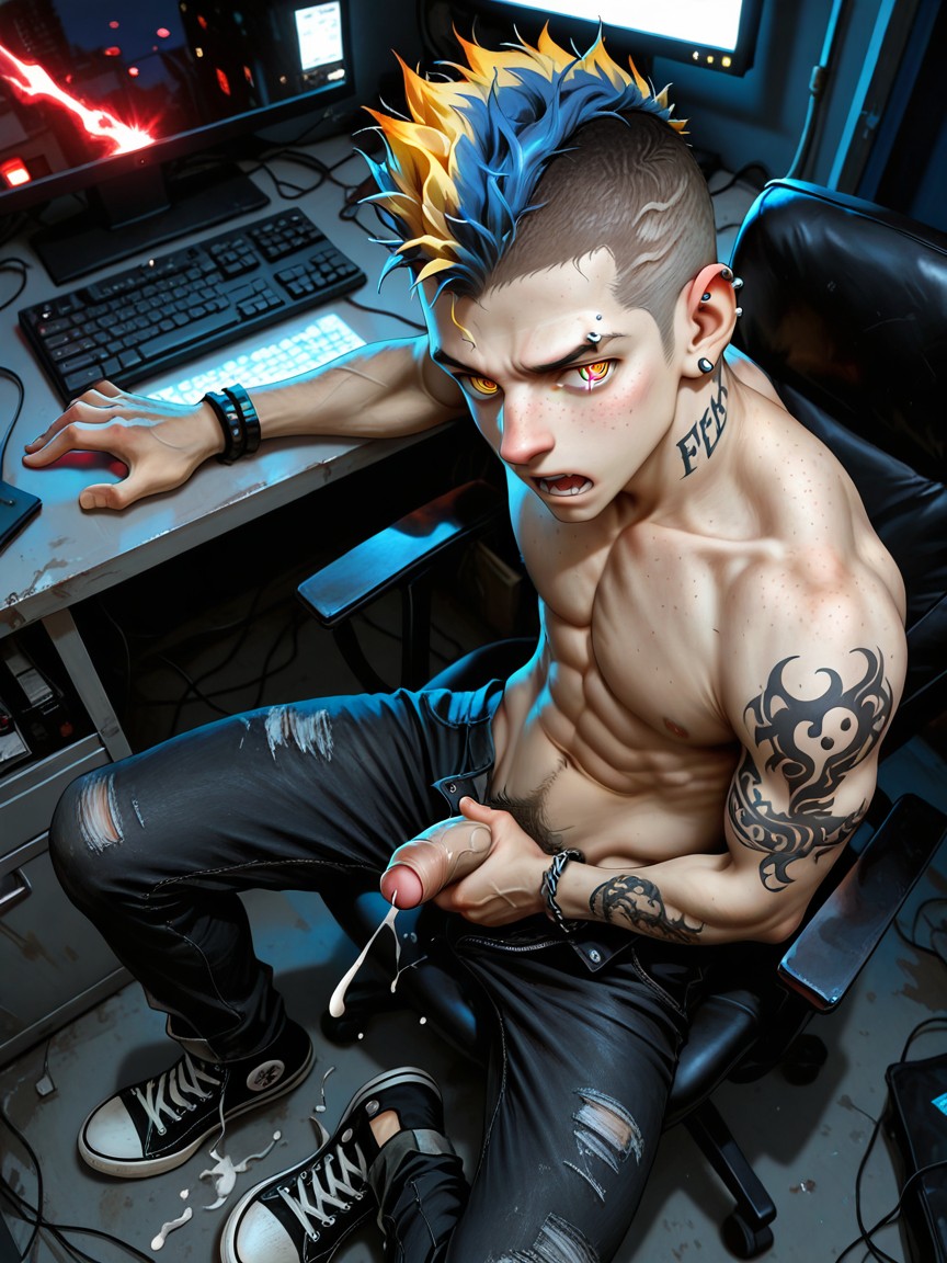 Top Down, Boyish Guy, Hairless Body AI Gay Porn