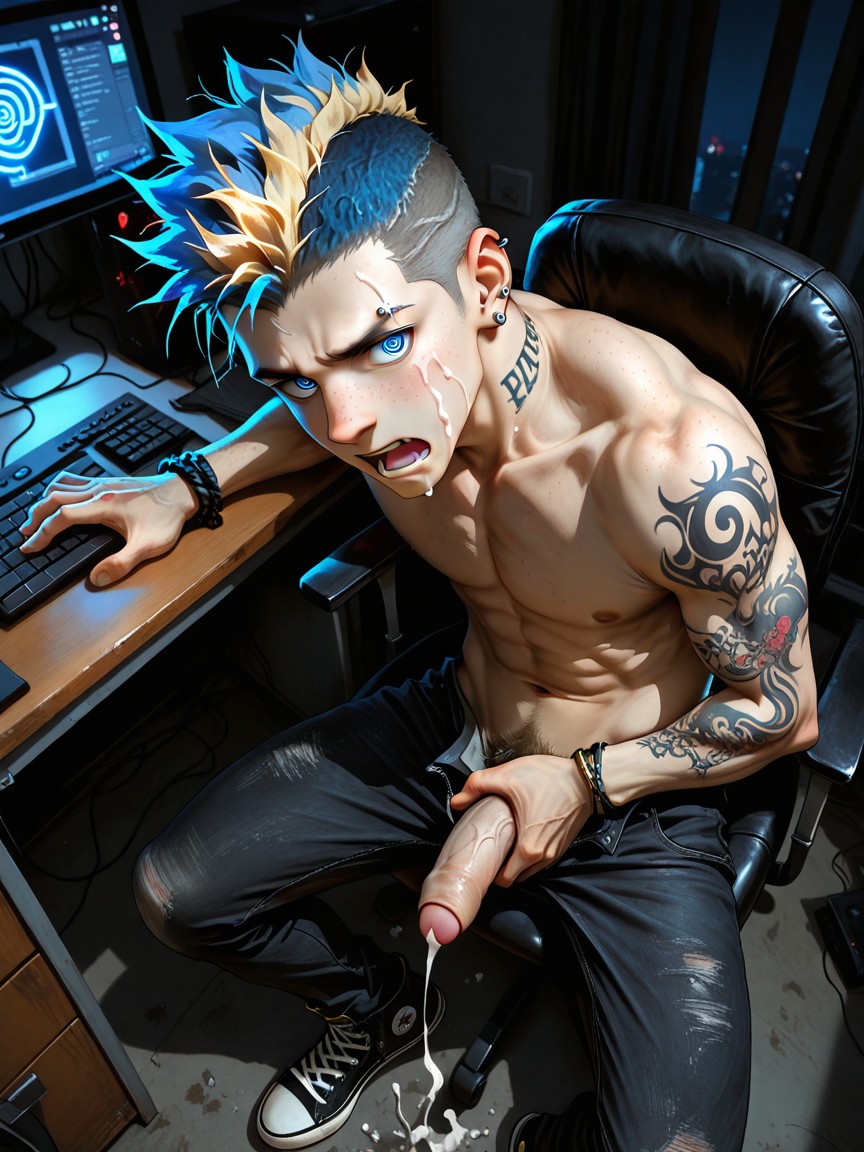 Dark Room, Fly Open, Mohawk AI Gay Porn