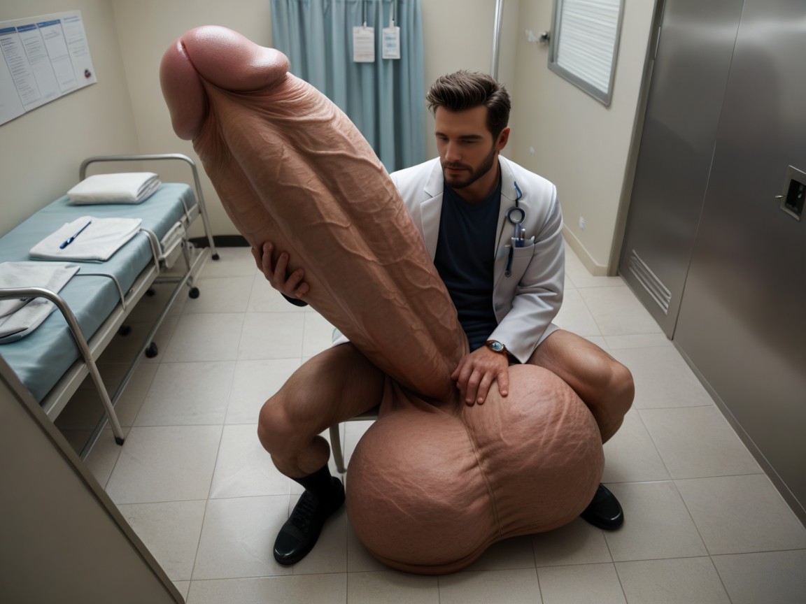 View From High Above, Absurdly Impossibly Giant Colossal Hyper Cock, Gigantic Fully Erect Human Penis AI Gay Porn