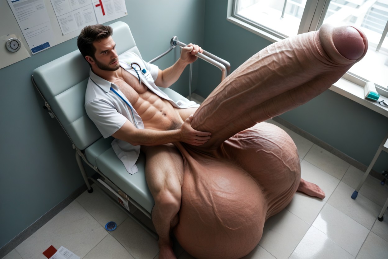 Fully Naked, Legs Hang Down Sides Of Gigantic Balls, Overhead View Porno gay IA