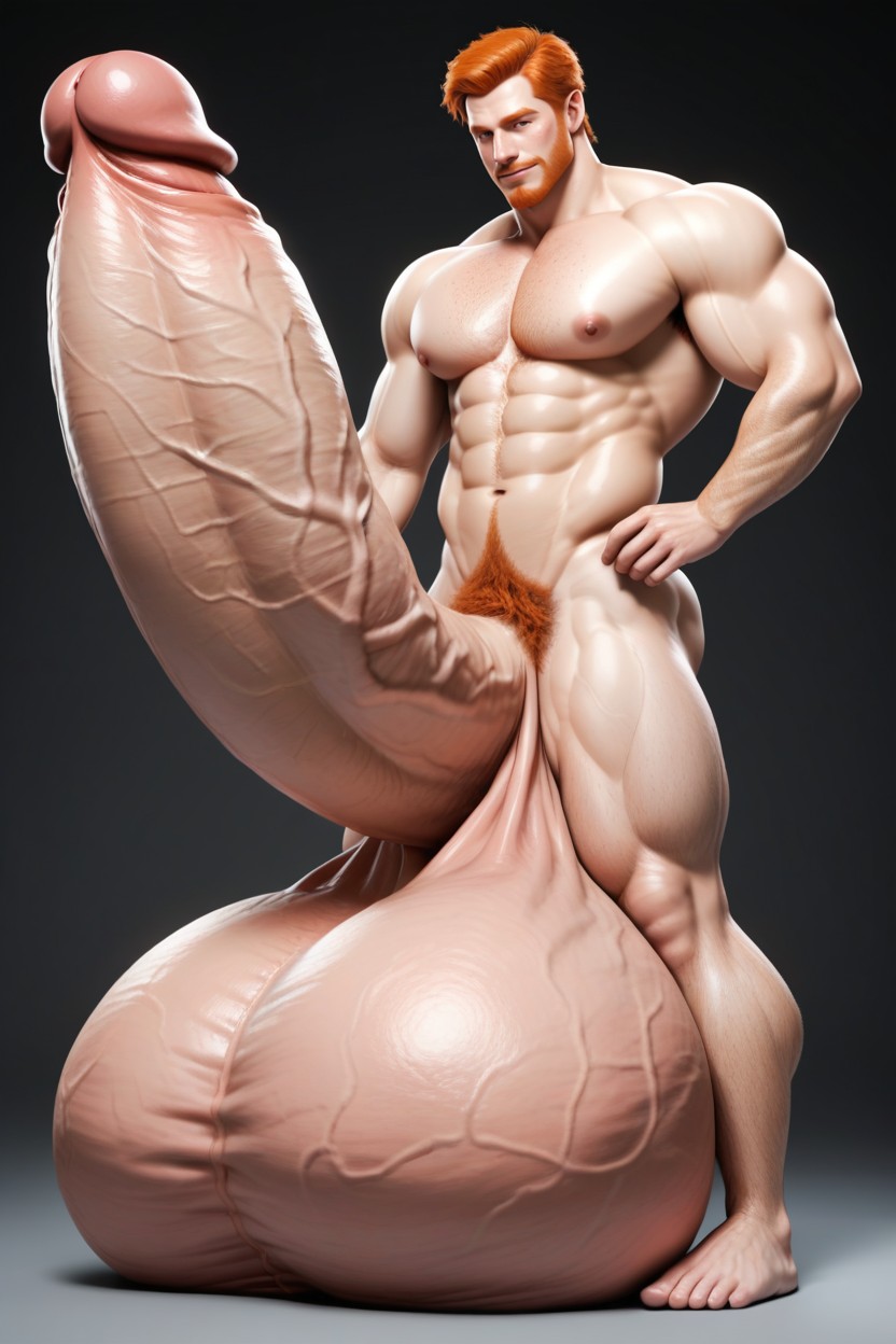 Oversized Hyper Gigantic Penis, Ginger Chest Hair, Extreme Cock Growth AI Gay Porn