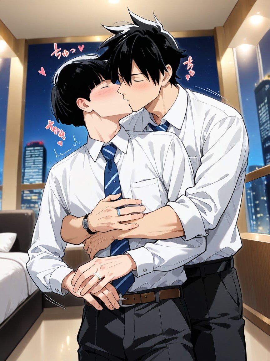 Clothed, Kissing, Joyful AI Gay Porn