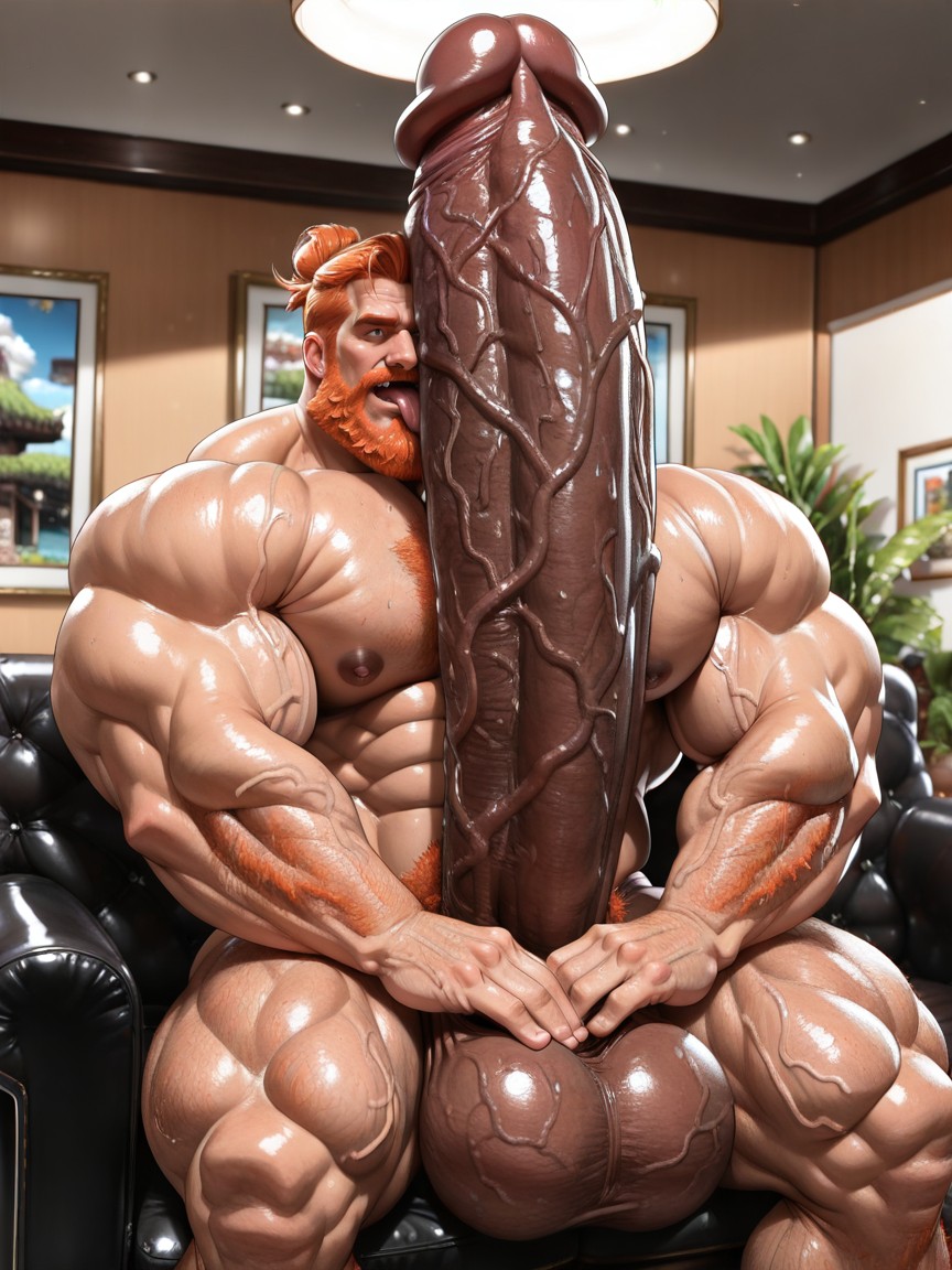 Macro Cock Much Bigger Than Body, Hairy, Living Room AI Gay Porn