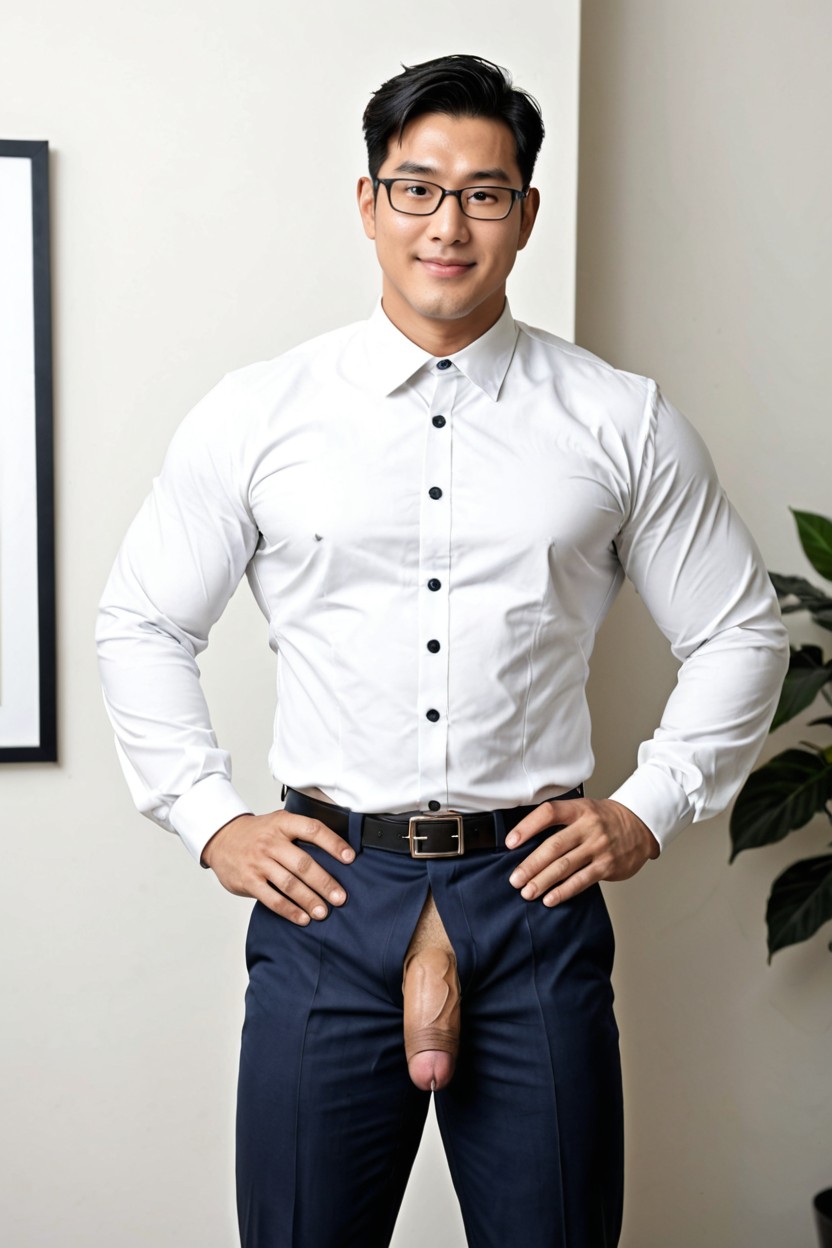 Smooth Skin, Flaccid Penis, Flaccid Penis Downward AI Gay Porn