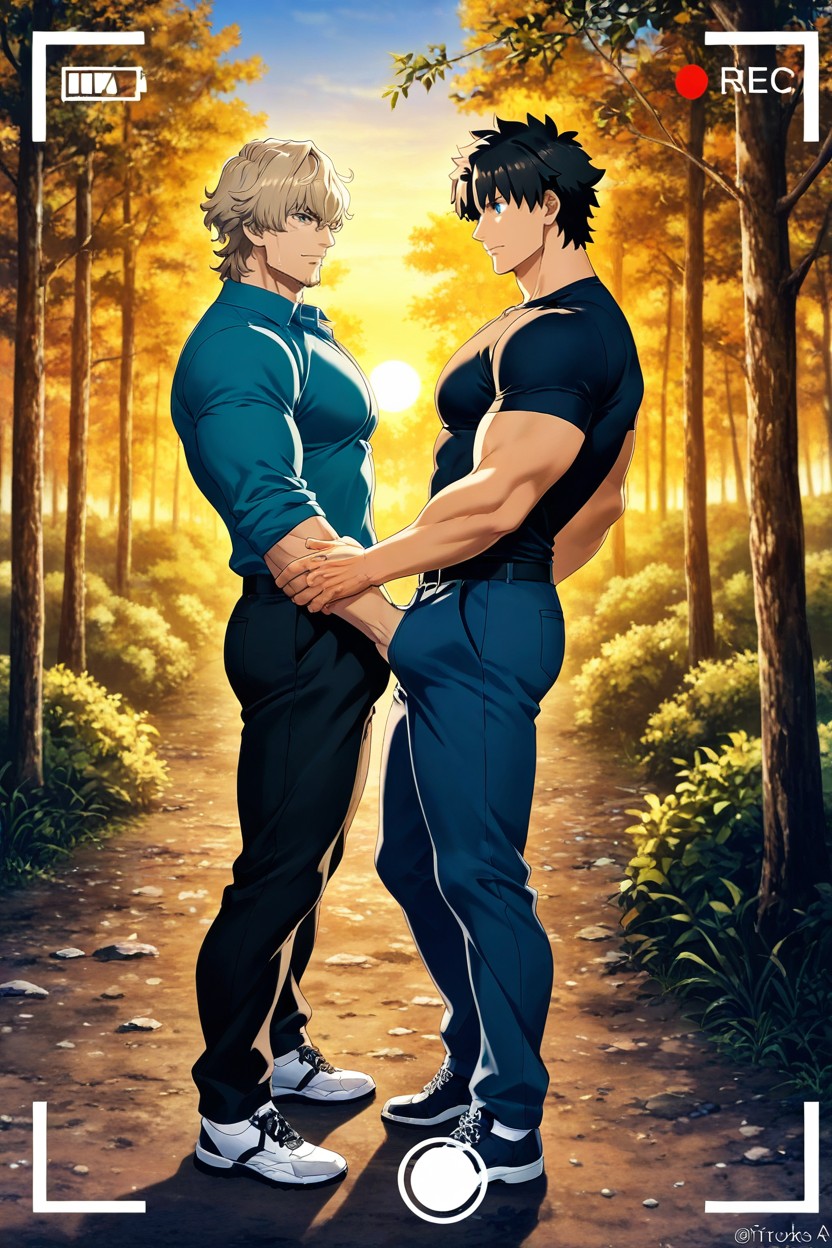 Ritsuka Fujimaru, Two People, Full Body Viewing Distance AI Gay Porn