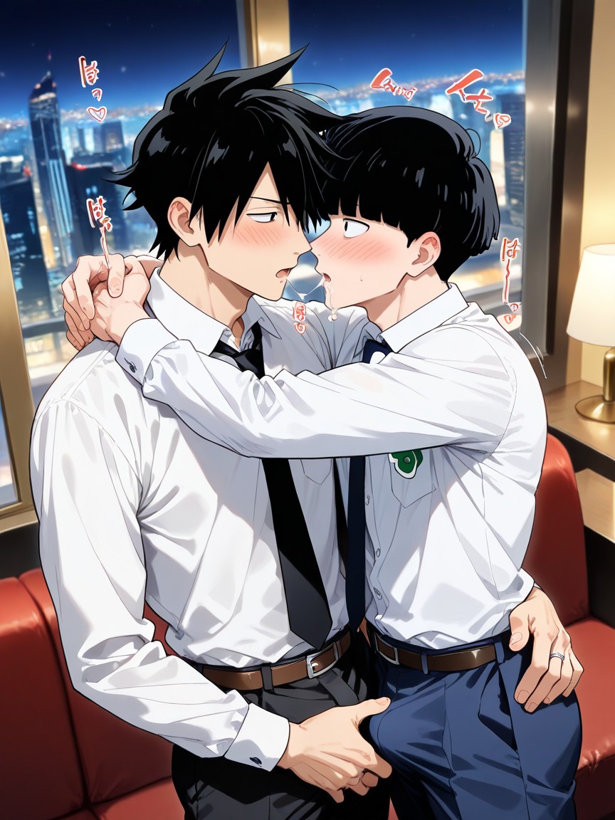 Arms Around Neck, Blush, Night AI Gay Porn