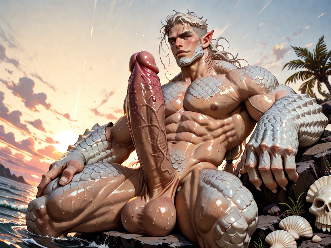 All Naked, Thick Pulpy Body, Square Jaw AI Gay Porn