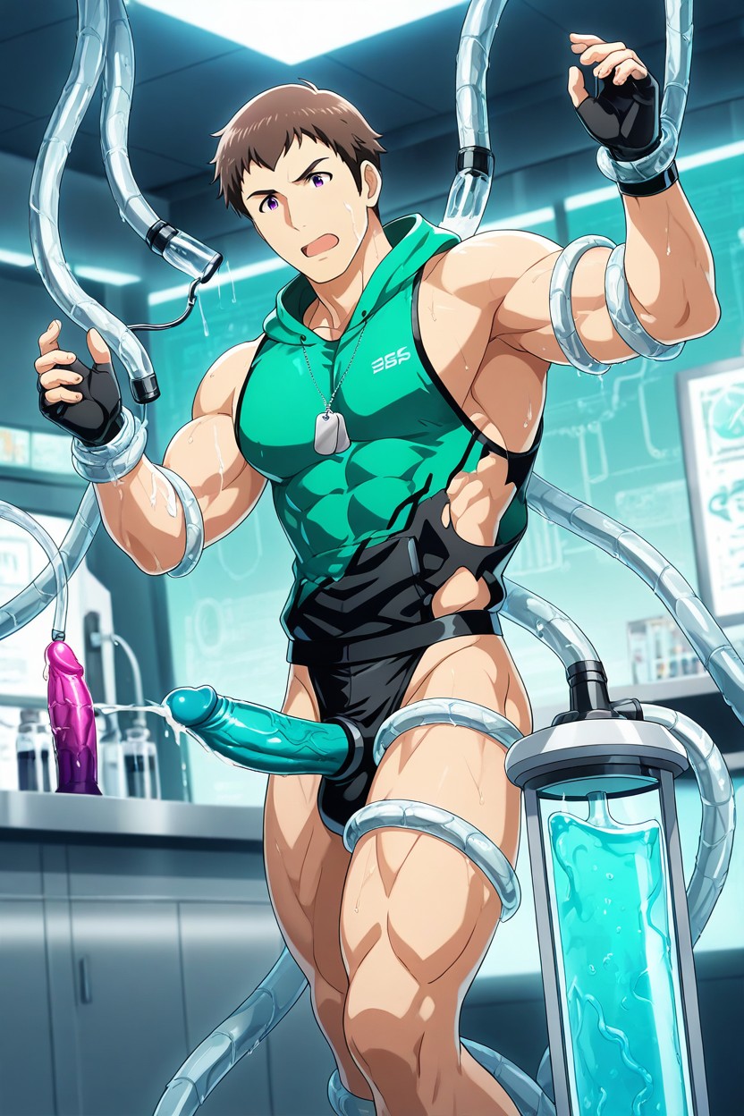 Fluid Injected Into Skin By Iv Lines, Clean-shaven, 1 Person AI Gay Porn