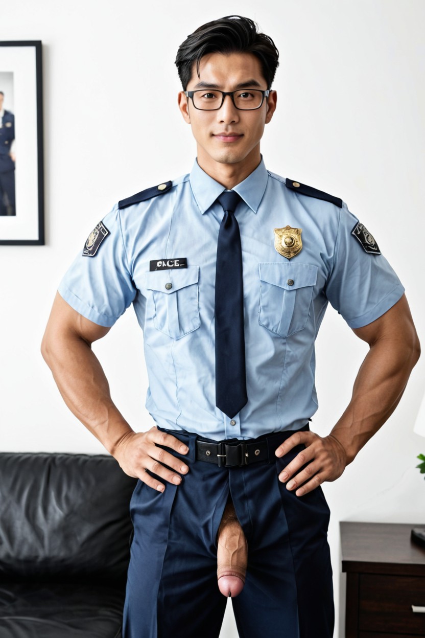Tall, Wide Lats, Official Police Insignia On The Collar Porno gay IA