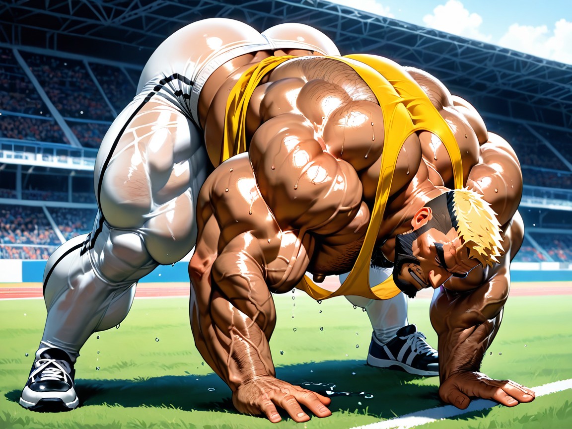 Puffy Brown Nipples, Muscular Legs, Massive Legs AI Gay Porn