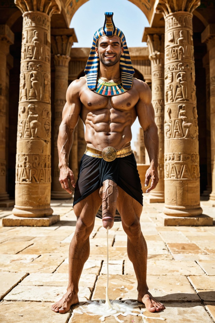 In Egyptian Palace, Bald, 1 Person AI Gay Porn
