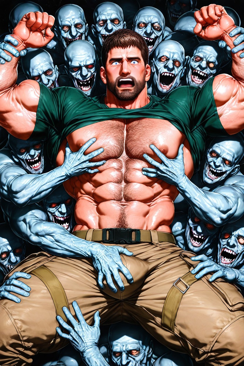 Body, Bubble Chest, Tight Green Shirt AI Gay Porn