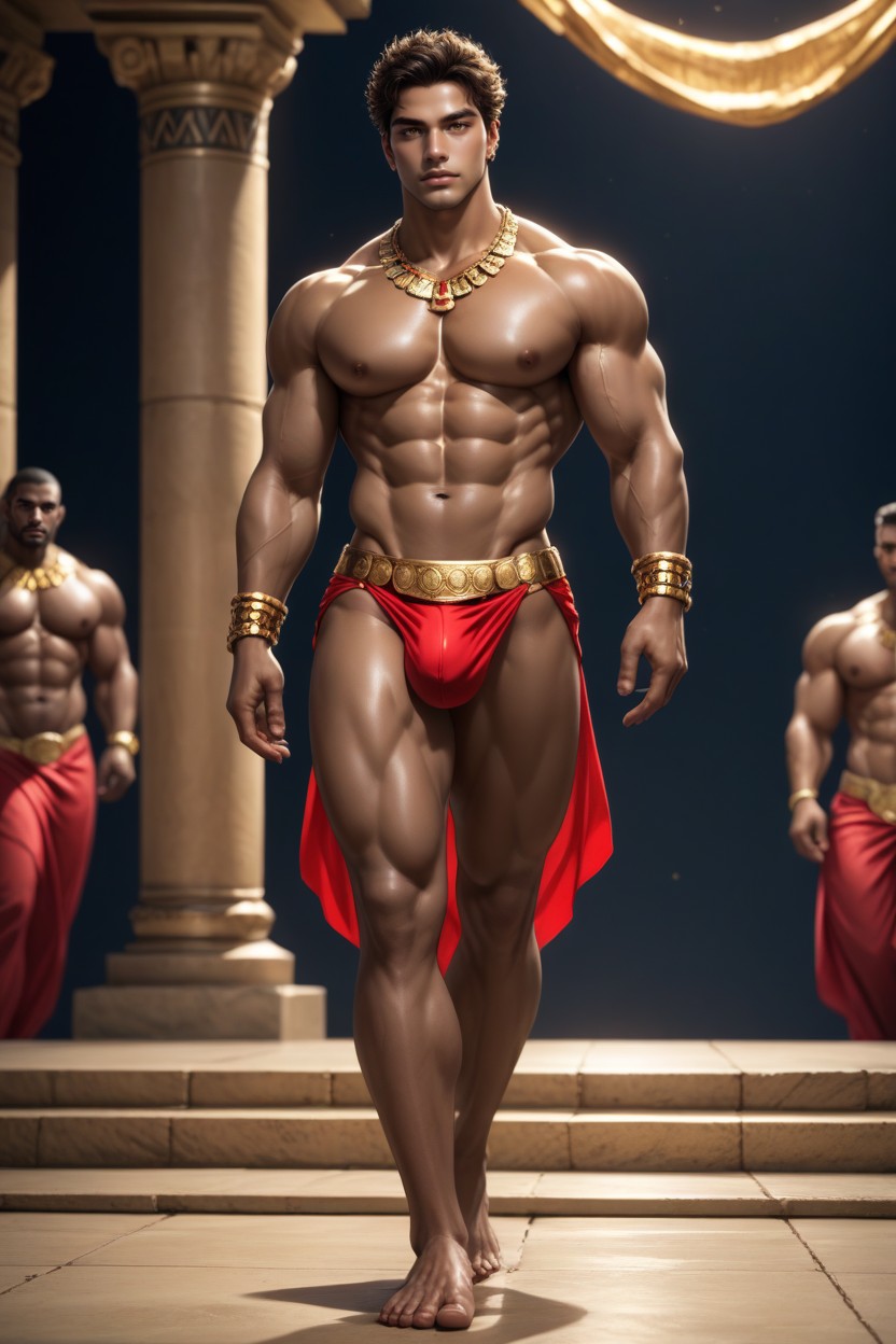 Walking In Runway, Square Pecs, Straight Hair AI Gay Porn