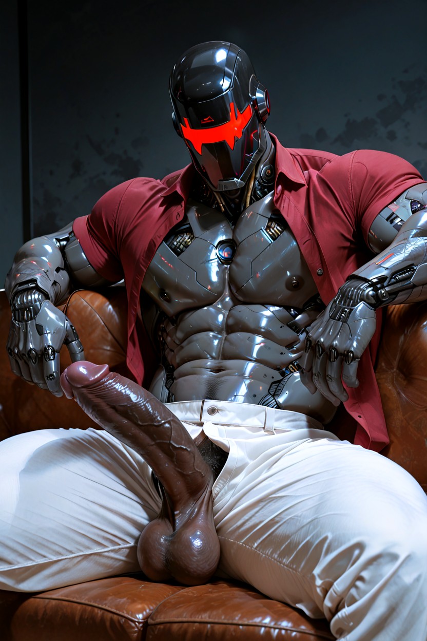 Featureless Face, Dark Faceplate, Large Pecs AI Gay Porn