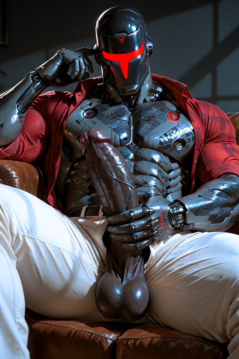 Legs Spread, Large Pecs, Android AI Gay Porn