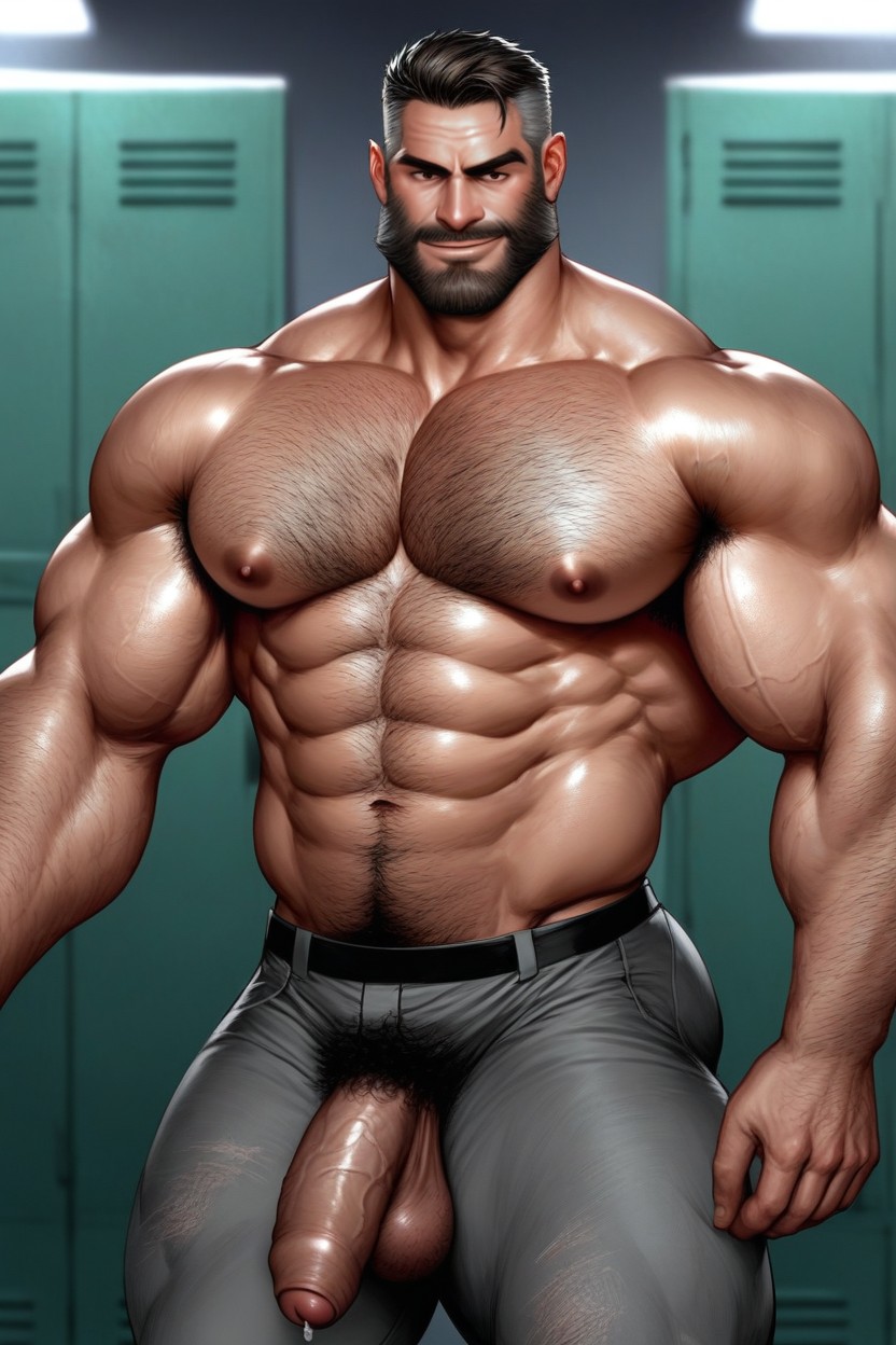 Very Wide Chest, Gigantic Daddy, Deep Muscle Lines AI Gay Porn