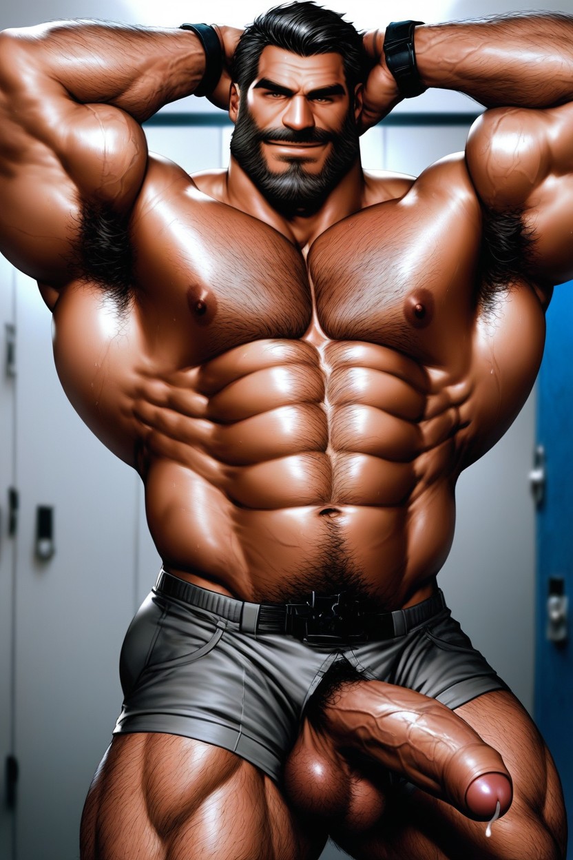 Evil Smile, White Skin, Oversized Muscular AI Gay Porn