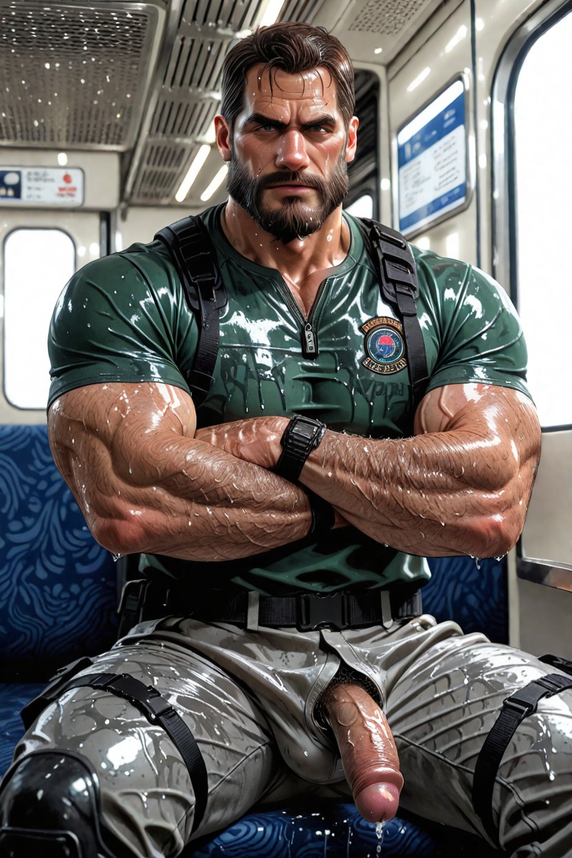 Military Straps, Tactical Gear, Gigantic Circular Niples AI Gay Porn
