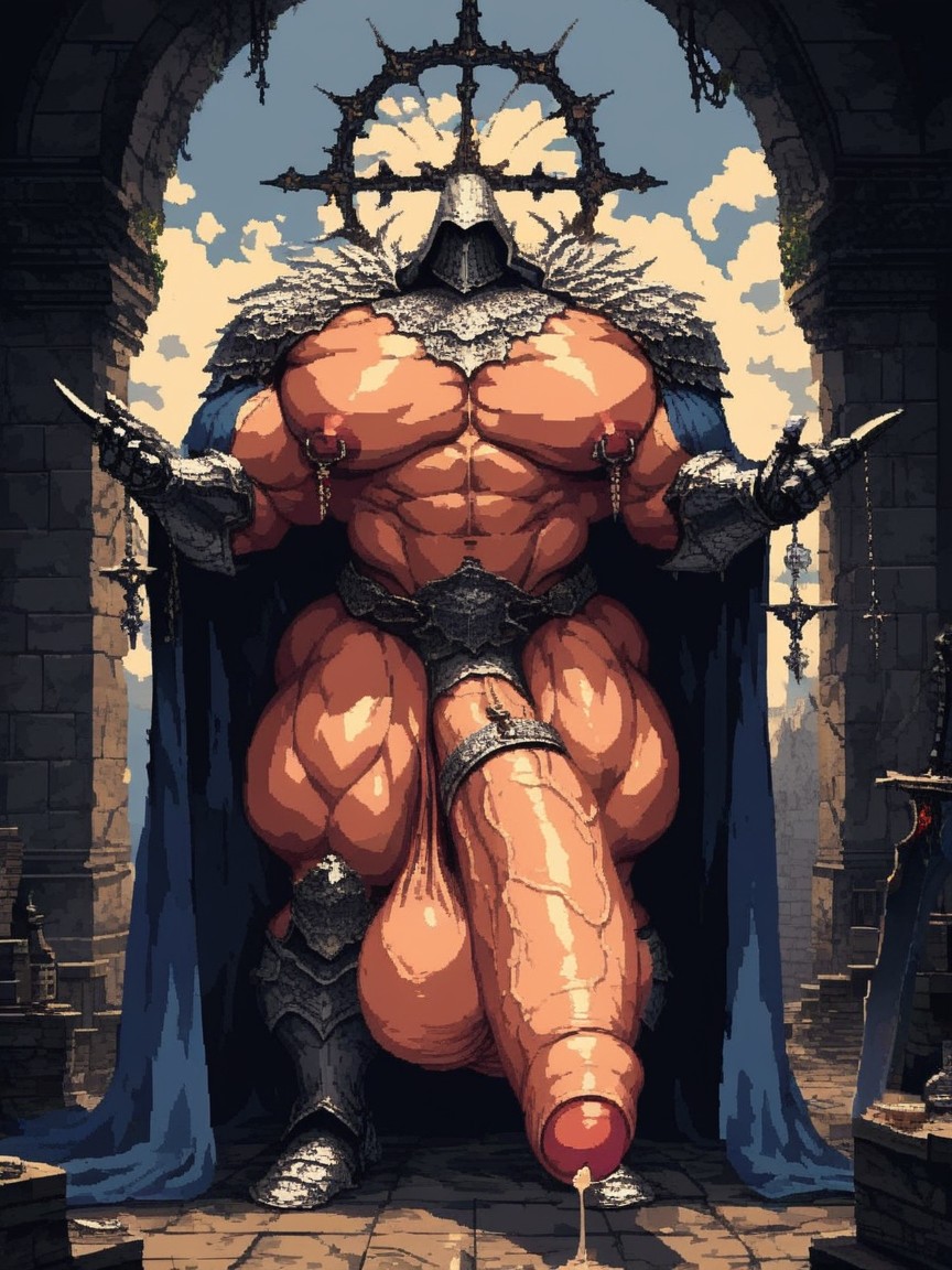 Dark Fantasy, Huge Bulky Muscles, Cape AI Gay Porn