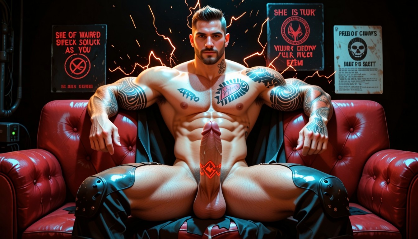 Cosplay, His Big Erect Glowing Fleshy Red-hot Cock Is Sticking Up Straight, Horny AI Gay Porn