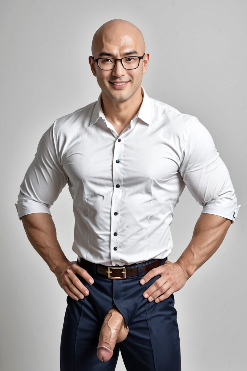 Extremely Korea Man's Face, Pure White Background, Dick Cm Long Cm AI Gay Porn