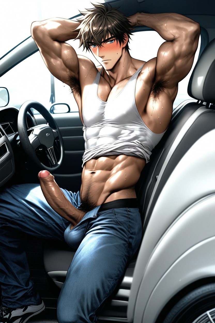 Side View, Big Penis, Full Body AI Gay Porn