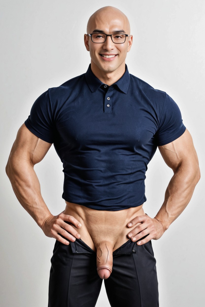 Well-built Body, Open Fly, Pure White Background AI Gay Porn