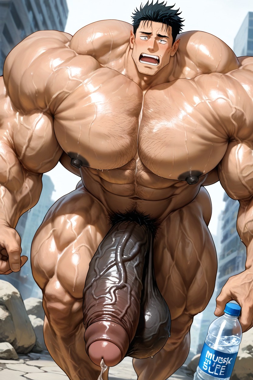 Tall Muscular Physique, Bent Penis, God Physique AI Gay Porn