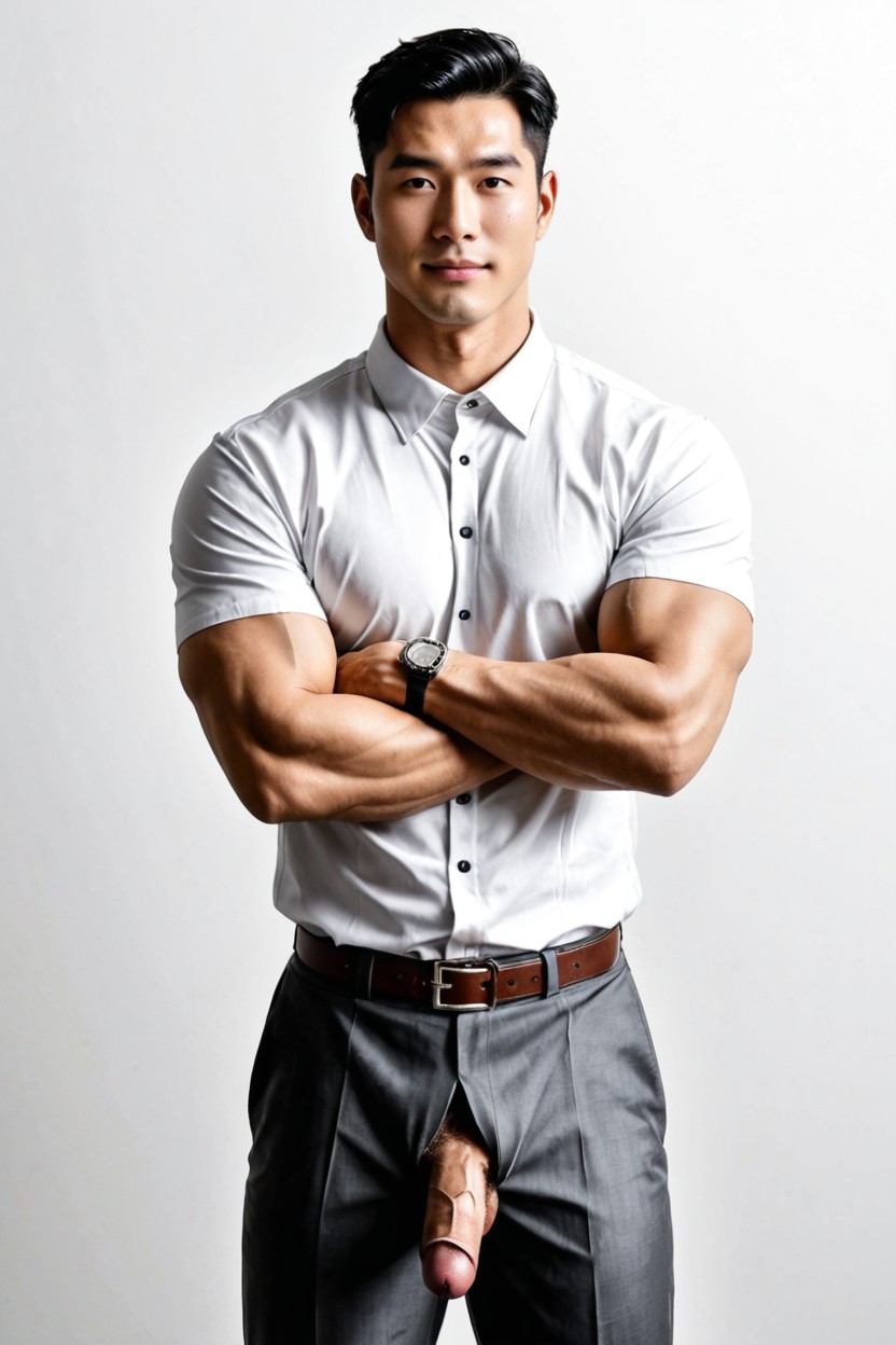 Classic Polo Collar, Fair Skin, Camisa De Oficina Porno gay IA