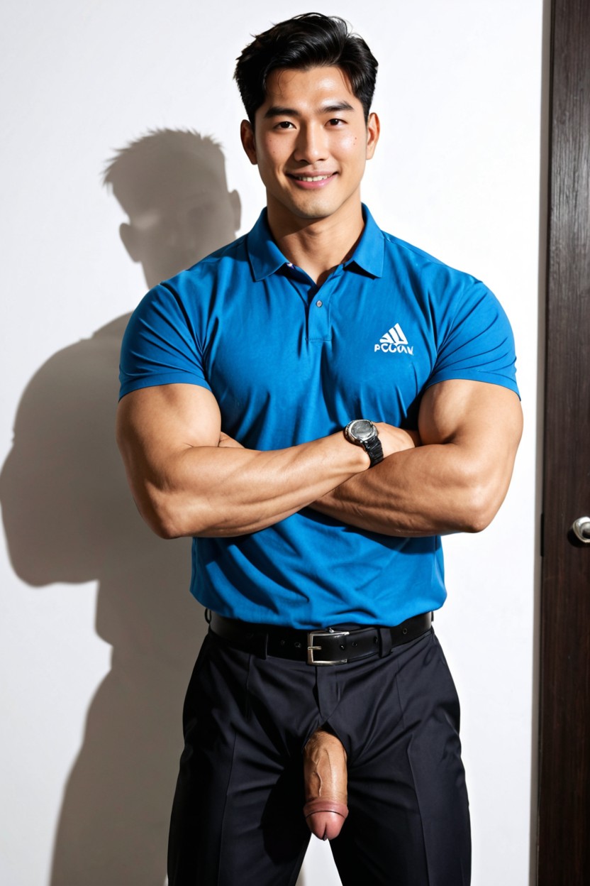 Korean, Sleeves Neatly Fitted Around The Upper Arms, Korea Man AI Gay Porn