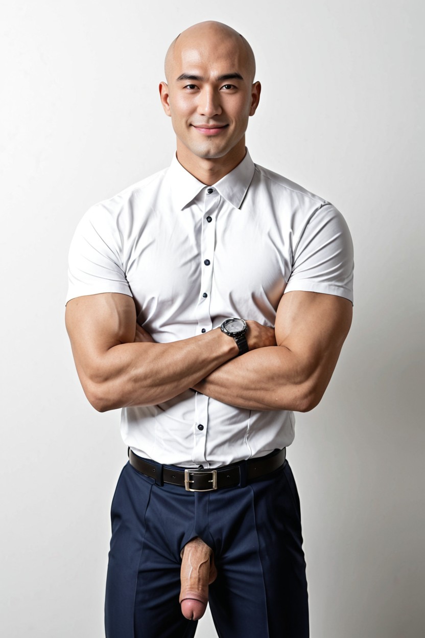 All Buttons Properly Fastened, Wristwatch, Straight-leg Tailored Trousers AI Gay Porn