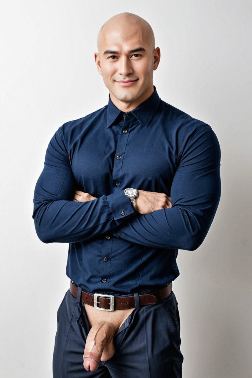 Korean, Clean Masculine Face, Huge Muscular AI Gay Porn
