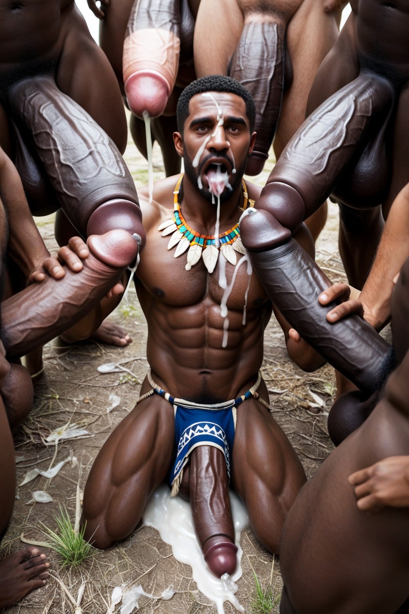 Uncut African Hyper Cock Bigger Than Leg, Close-up, Hyper Excess Facial Cum AI Gay Porn