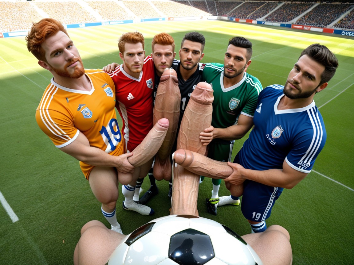 Helping Hand, Handsome Ginger Man With Bearded Masculine Face, Cock Much Taller Than Him AI Gay Porn