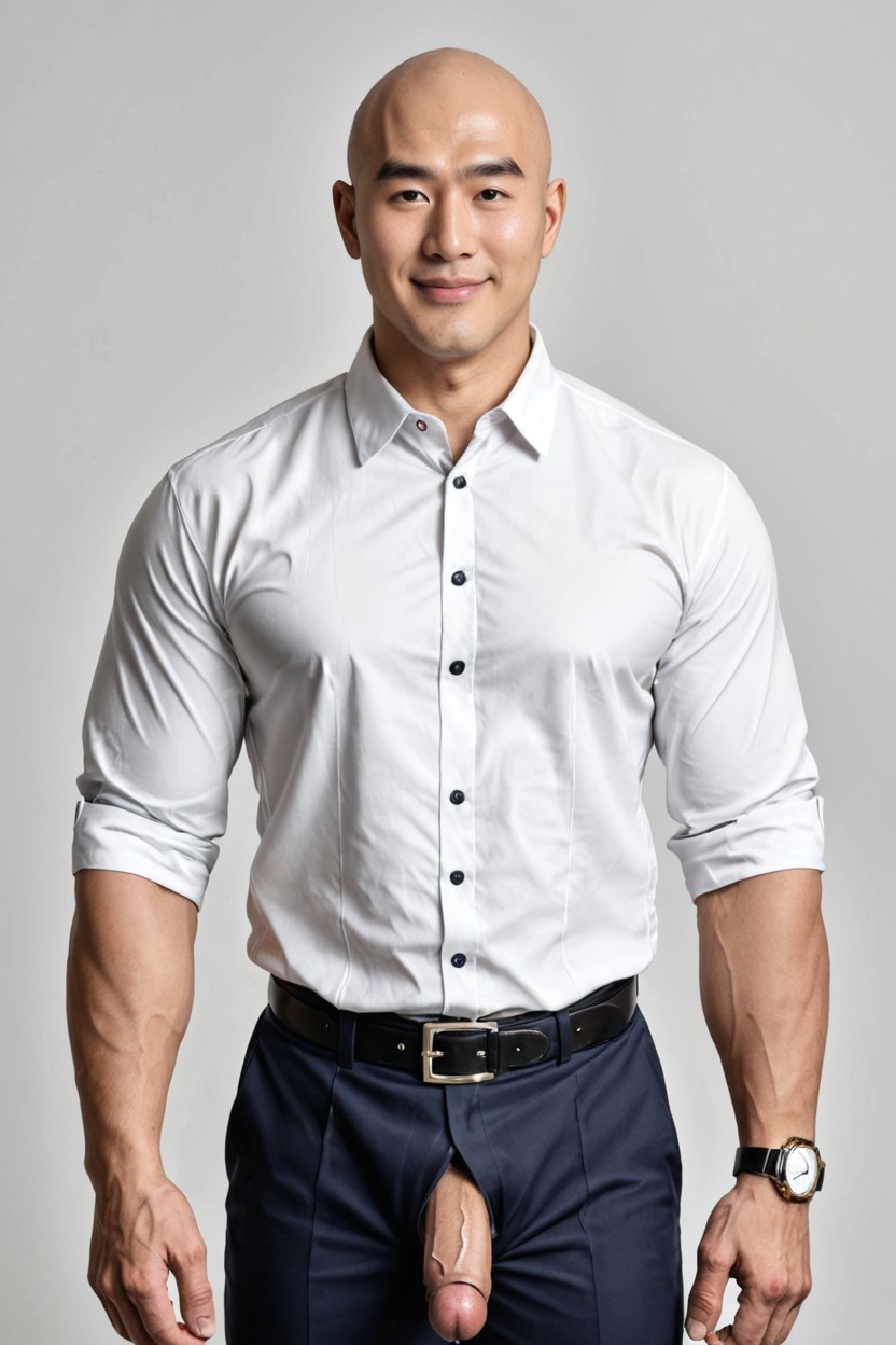 Waistband Securely Closed, Straight-leg Tailored Trousers, Polo Shirt Fully Buttoned Porno gay IA