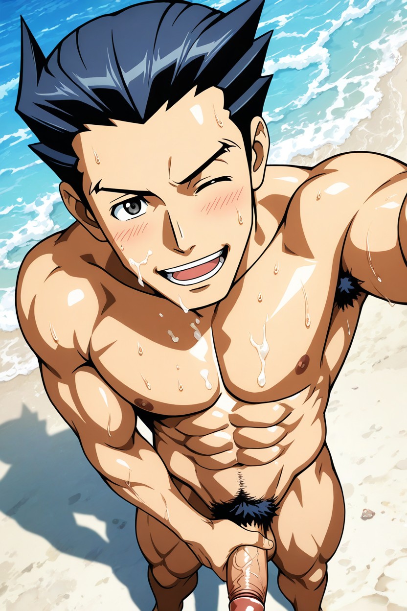 Attorney, Phoenix Wright Style, Open Clothes AI Gay Porn