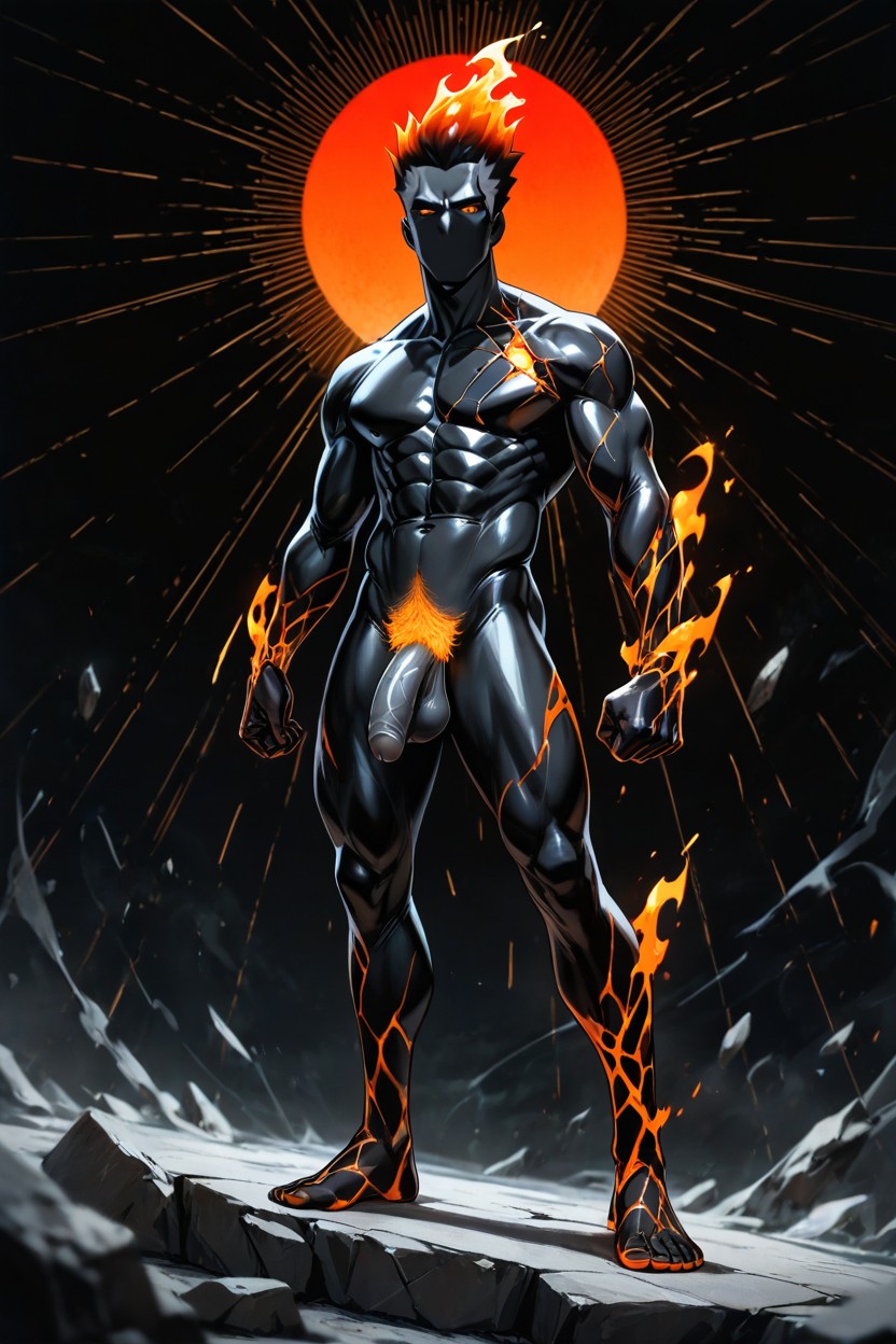 Red Sun, Pure Black Skin, Solo AI Gay Porn